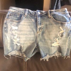 Judy Blue Size XL lace patch denim shorts